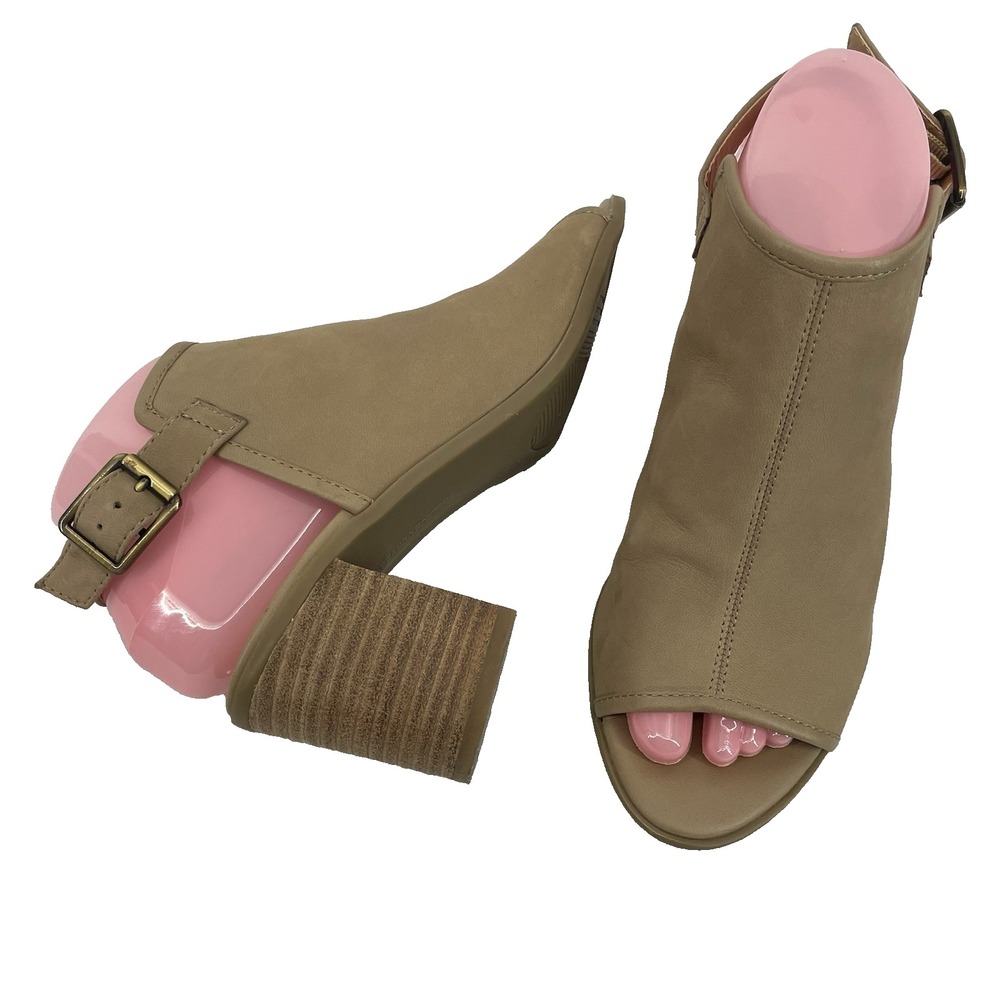 Franco Fortini Size 7 Aniston Sandals Tan Brown Women's Open Toe Block Heel‎